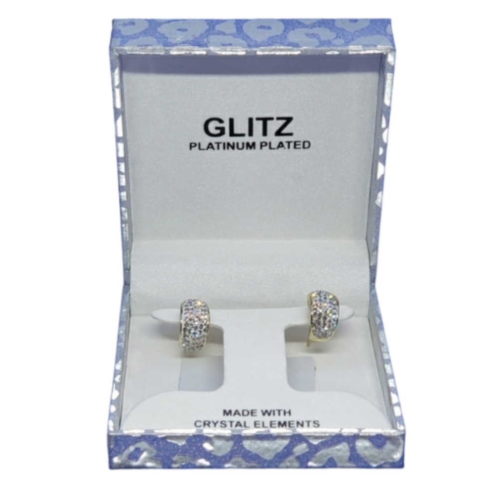 NWT Glitz Small Hoop Earrings Platinum Plated Crystal Elements